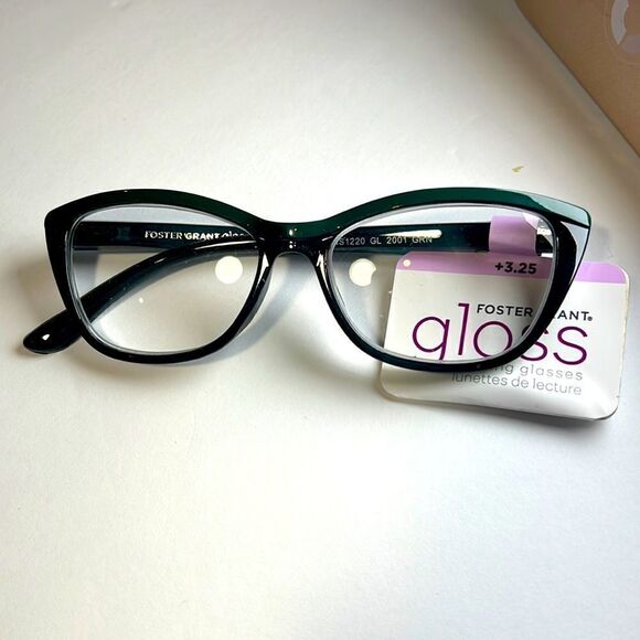 Green/Blk Readers Glasses Gloss by Foster Grant NWT. Asst. Strengths. EG33 - Picture 1 of 3